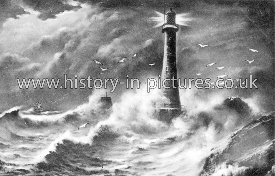 Eddystone Lighthouse, Eddystone Rocks, Plymouth, Cornwall. c.1910.